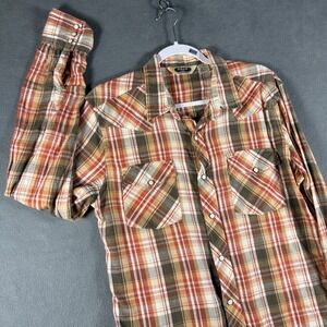 Salt Valley Western Plaid Snap Shirt Women's Medium Pearl Snap Cowboy Rustic